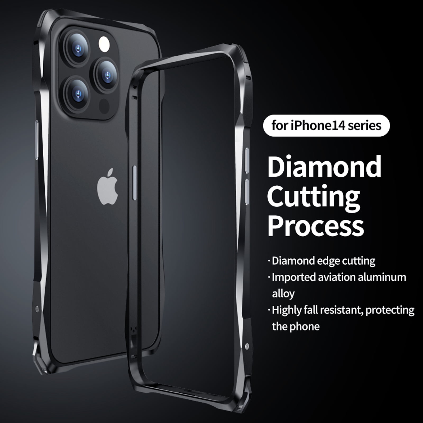 for iPhone 14 Plus with Lens Protector & Metal Bumper Frame & Carbon Fiber Back Patch Slim/Ultra-Thin Lightweight Minimalist Shockproof Protective Phone Accessories for iPhone 14 Plus, Red
