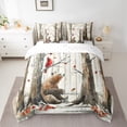 thumbnail image 2 of Manfei Watercolor Bear Cardinal Bird Bedding Comforter Set 7 Pieces, Brown Branches Queen Bedding Sets, Fall Maple Leaves Queen Sheet Sets, Super Cozy Room Decor, 2 of 8