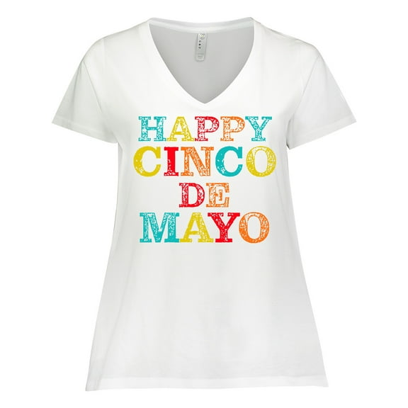 Inktastic Happy Cinco De Mayo Women's Plus Size V-Neck T-Shirt