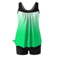 thumbnail image 4 of FAVIPT Two Piece Swimsuit for Women High Waist Gradient Tank Top with Boyshorts Summer Surfing Boarding Tankini Bathing Suit Mint Green,L, 4 of 5