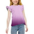 thumbnail image 2 of MKOSPLRT Girls Ruffle Shirts Fly Sleeve Crew Neck T Shirts Casual Gradient Tops Summer Loose Fit Blouses 3-14 Years, 2 of 9