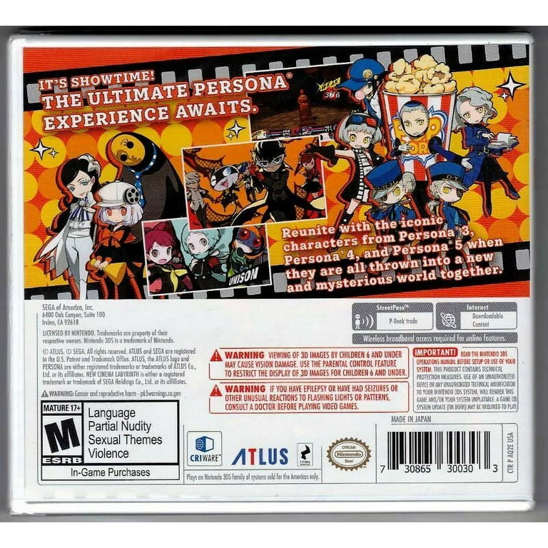 Persona Q2: New Cinema Labyrinth Standard Edition 3DS (Brand New Factory  Sealed - Walmart.com