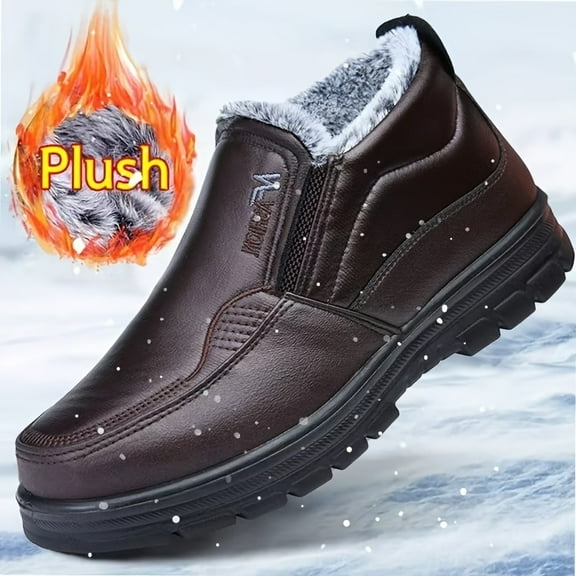 Men'S Winter Slip-On Sneakers - Warm Faux with Plush Lining, Non-Slip Rubber Sole, and Round Toe Design for Elderly & Active Lifestyles, Winter Footwear | Slipon Sneakers | Durable Rubber Sole, Thick