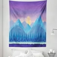 thumbnail image 1 of Mountain Tapestry, Cartoon Woodland Landscape with Fir Trees at Sunset, Fabric Wall Hanging Decor for Bedroom Living Room Dorm, 5 Sizes, Purple Blue and Yellow, by Ambesonne, 1 of 1