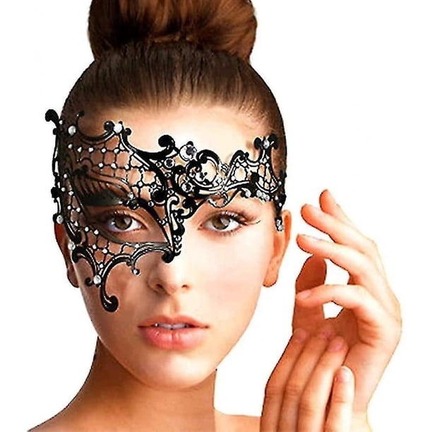 Máscara de mascarada para mujer, máscara de media cara, estilo princesa veneciano, máscaras de baile de máscaras de metal negras MB2 silbato de emergencia ruidoso para árbitro, silbato de