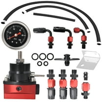 Black Red Adjustable Fuel Pressure Regulator Kits Oil 0-100psi Gauge -6AN