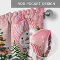 thumbnail image 6 of Snowman Christmas Farmhouse Short Window Curtain Valances, Green Xmas Tree Ball Snowflake Winter Rod Pocket Kitchen Valances for Living Room Bedroom Bathroom Cafe 54" x 18", 6 of 8