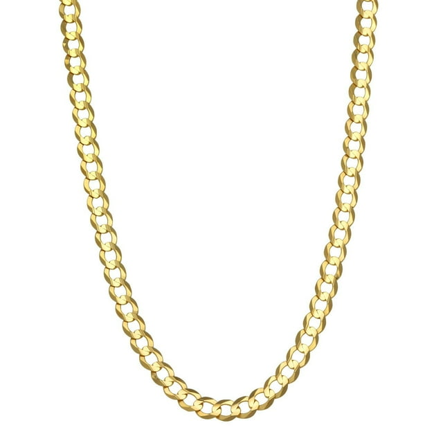 Curb Chain Necklace in Solid 14K Gold