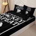 thumbnail image 3 of Erosebridal Sport Graphic Pattern Zipper Full Size Comforter Sets with Fitted Sheet and 2 Pillowcases,Hockey Player Print Zipper Bedding Set,Black White,Black Reversible, 3 of 6