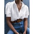 thumbnail image 5 of Gynyvoja Womens Summer Tops Cute Boho Blouses Beach Vacation Spring Outfits Eyelet Embroidered Clothes White L, 5 of 7