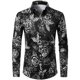 thumbnail image 3 of Camisas estampadas con flores rosas estilo retro estilo hipster para hombre, camisas casuales ajustadas de manga larga, elásticas, blusas con botones para hombre, 3 of 5