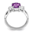 thumbnail image 2 of Sterling Silver Rhodium-plated Amethyst and CZ Ring QR655, 2 of 5