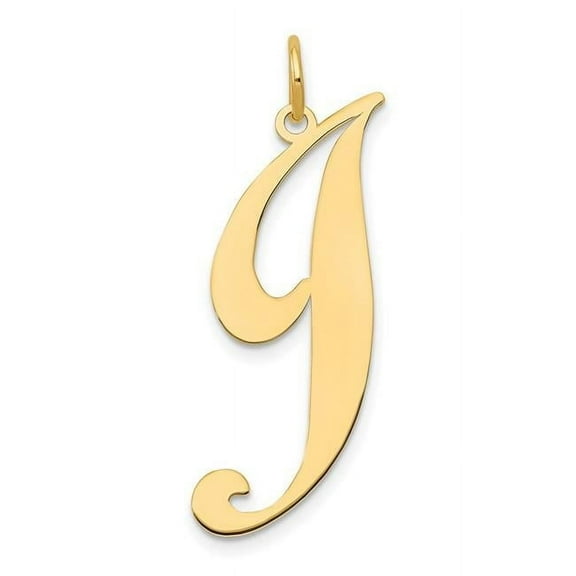 Finest Gold 14K Yellow Gold Large Fancy Script Letter J Initial Charm
