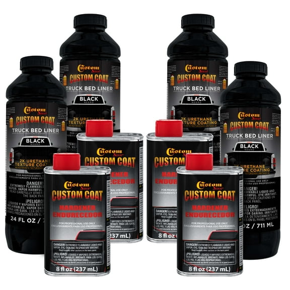 Custom Coat Black 1 Gallon Urethane Spray-On Truck Bed Liner Kit - Easy 3 to 1 Mix Ratio, Just Mix, Shake and Shoot