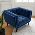 thumbnail image 4 of Cerruti Mid Century Modern Luxury Tufted Accent Velvet Armchair in Navy Blue, 4 of 6
