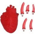 thumbnail image 1 of 6pcs in 1 Set Scary Halloween Organ Fast Food Box Realistic Body Part Heart Eyeball Shape Decoration Tool Atmosphere Layout Decoration Props (1pc Heart  5pcs Finger  with A Case), 1 of 4