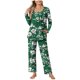 thumbnail image 2 of Puntoco Conjunto de pijama de manga larga con pantalones y bolsillos para mujer, informal, con estampado de moda para mujer, 2 of 5