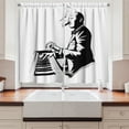 thumbnail image 2 of Cigar Curtains 2 Panels Set, Jazz Pianist in Black and White Smoking a Cigar Musician Performer Sketch Art, Window Drapes for Living Room Bedroom, 55"W X 39"L,Black and White, by Ambesonne, 2 of 3