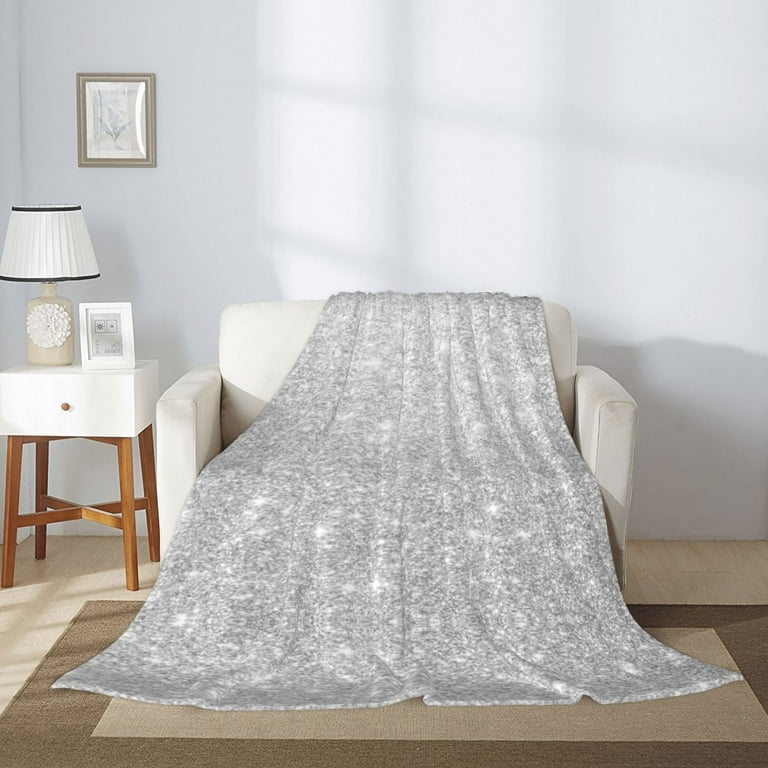 Silver Glitter Throw Blanket for Couch Sofa and Bed Super Soft Cozy Plush Throw Blanket Lightweight Fuzzy Comfy Warm Flannel Blanket Throws for All Season 40 x30 Walmart