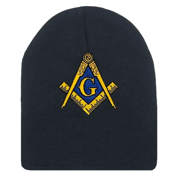 Masonic Hat Winter - Black Beanie Cap - Golden Standard Masons Symbol