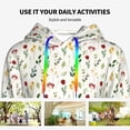 thumbnail image 4 of Fotbe Mini Wildflower Watercolor Pattern Womens Long Sleeve Hoodie, Pullover Hooded Sweatshirt, Kangaroo Pocket Hoodie with Eye-catching Drawstrings-Large, 4 of 7