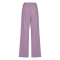 thumbnail image 4 of SDNall Fashion Womens Casual Solid Color Elastic Loose Pants Straight Wide Leg Trousers Pants, 4 of 9