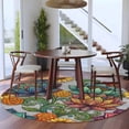 thumbnail image 3 of Round Area Rug 8 Ft, Vintage Floral Boho Washable Non-Slip Circle Carpet for Living Room/Bedroom, Abstract Art Modern Flowers Collection Low-Profile Large Area Rugs for Indoor, 3 of 8