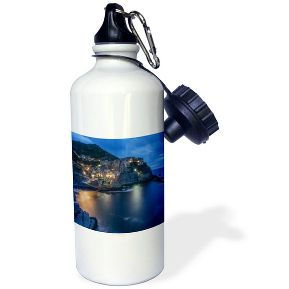 3dRose, Italy, Cinque Terre, Manarola at Dawn, Flip Straw 21oz Water Bottle
