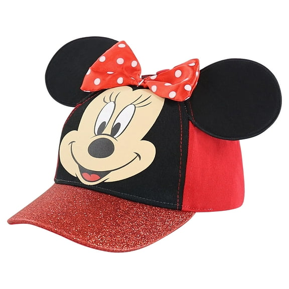 Disney Girls’ Minnie Mouse Glitter Baseball Cap – Minnie Mouse Costume Hat with 3D Ears (2-7)
