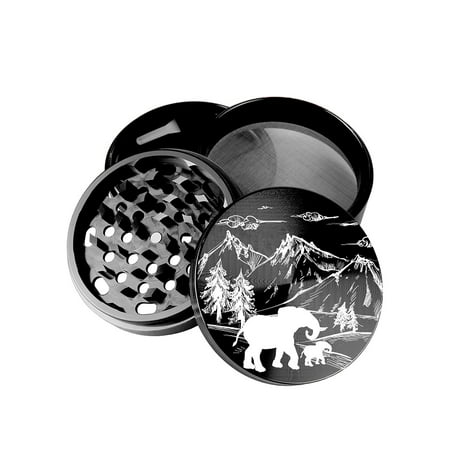 - Large 100 mm 4 inch Largest Herb Grinder Spice Mill Black Anodized Aircraft Grade Premium Aluminium Laser Engraved Amazon Elephant