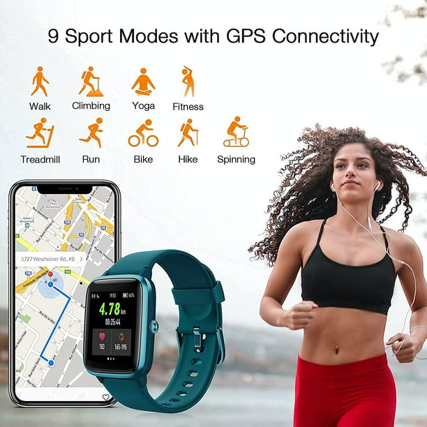 Montre Connectée Homme Femme Smartwatch Montre Sport Bluetooth 1,7 Étanche  IP68 Compatible Android et iOS Vert