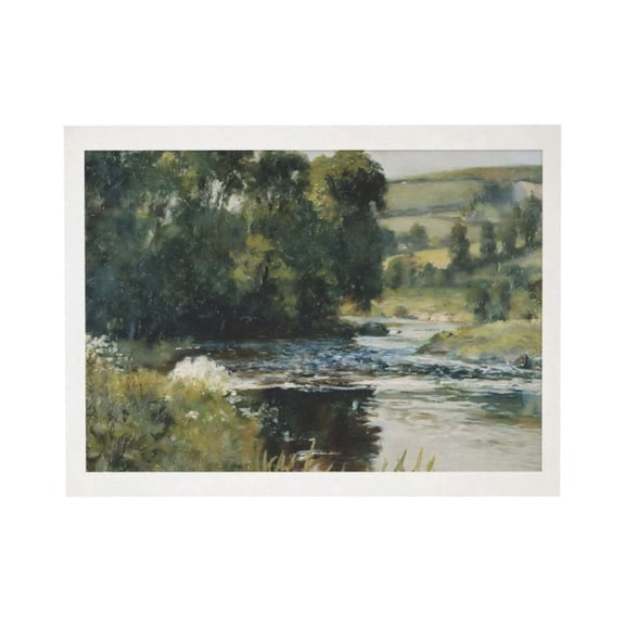 Aarocafa – Tranquil River Landscape Canvas Art | Earth Core Rustic Wall Decor | Impressionist Greenery Print – Unframed Accent for Living Room/Study – 8x10in – Unframed