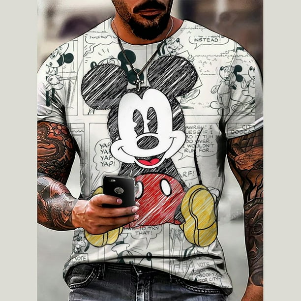 Camiseta de verano de Disney para hombre con estampado de Mickey Mouse camisetas con dibujos animados ropa de manga corta a la moda ropa informal para hombre Walmart en linea