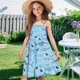 thumbnail image 6 of Uourmeti Otter Whale Print Girls Sleeveless Dress Summer Spaghetti Strap Beach Sundress Holiday Clothes for Kids A line Knee Length Tiered Swing Dresses, 6 of 6