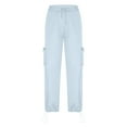 thumbnail image 7 of IROINNID Women's Pants Cargo Pants High Waist Drawstring Solid Loose Fit Versatile Pants,Gray, 7 of 7