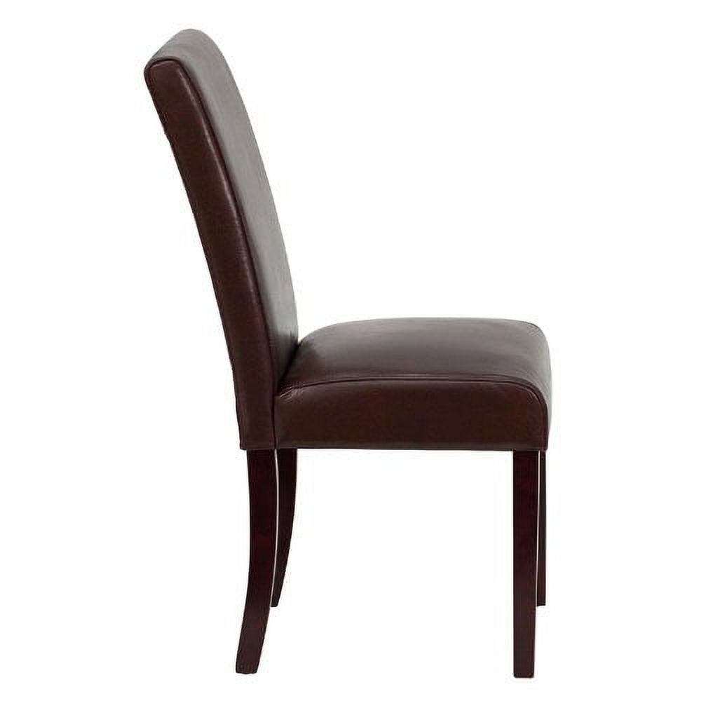 Dark Brown Leather Upholstered Parsons Chair - image 2 of 4