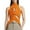 Orange, variant on Women Solid Camisole Sleeveless Shirts High Neck Tees Hollow Vest Cut Out Design Tank Tops Knot Irregular Tshirts White S