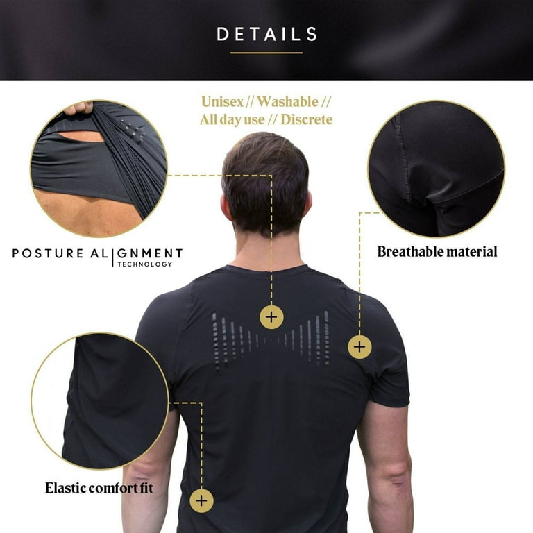 The Posture Reminder T-shirt has Posture Alignment Technology that prevents  you from slouching and reminds you to stand up straight by keeping your
