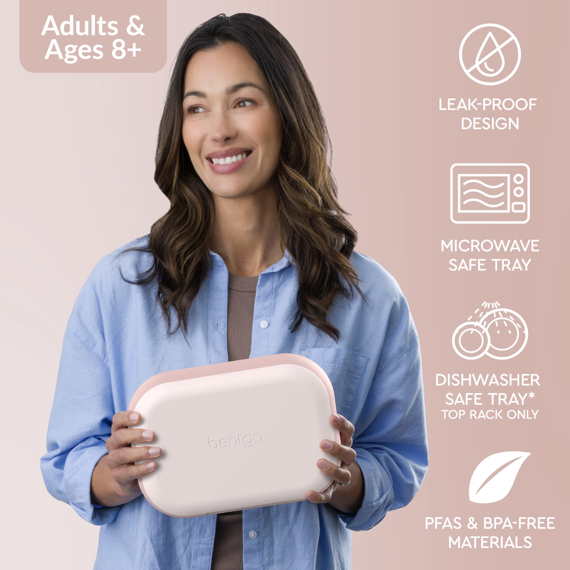 Bentgo Chill Max Leak-Proof XL Lunch Box - Included Ice Pack Keeps Food Cold; 5-Cup Capacity for Ages 8+, 3 or 4 Compartment Bento Box, BPA-Free, Dishwasher Safe (Pink Cloud & Blush)