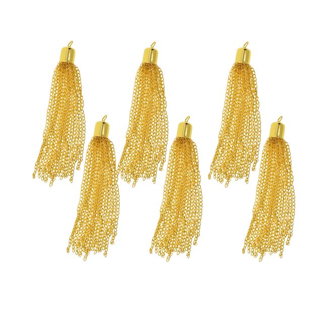 6 Piezas de Cadena Hecha a Mano Borlas Colgantes Colgantes Joyas Haciendo Hallazgos para Bricolaje Joyería Artesanal 100mm , Oro Macarena Colgantes de borlas de metal encantos