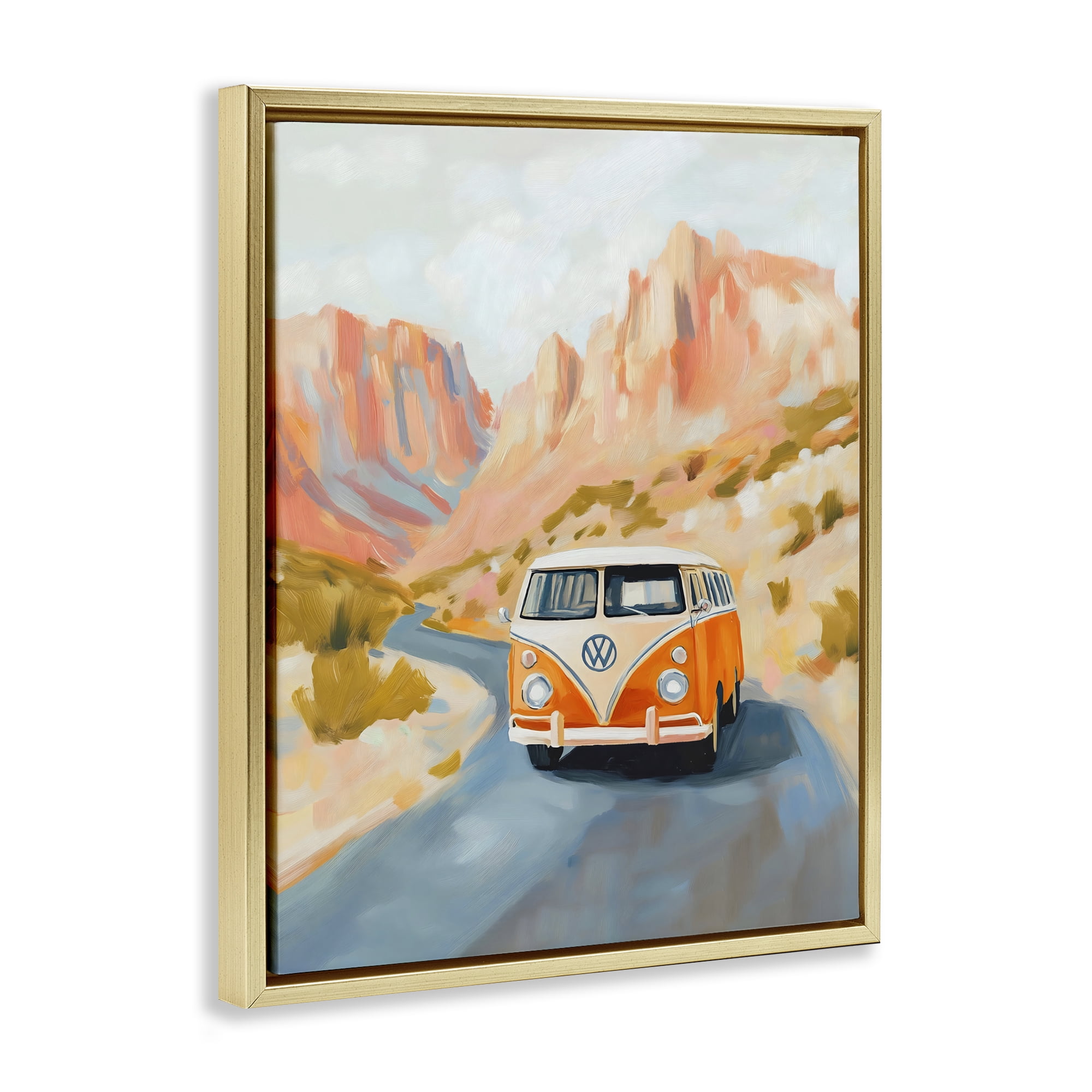 Stupell Industries Van Life Desert Canyon Gold Framed Floater Canvas Wall Art, design by The Prints Vibe