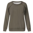 thumbnail image 4 of Yuyuzo Chandail en Molleton Sportif Uni pour Femmes Automne 2023 Décontracté Ample Col Rond Raglan Manches Longues Tunique Café, 4 of 7