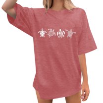 Womens Basic T Shirts Crewneck Short Sleeve Casual Trendy Printed Blouses Beach Vacation Loose Fit Workout Tunic Tops Summer Outfits