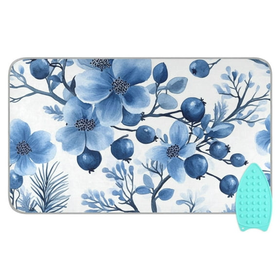 Floral Blueberries Flowers Ironing Board Covers Heat Resistant Ironing Pad Mat Portable for Travel Washer Dryer Table