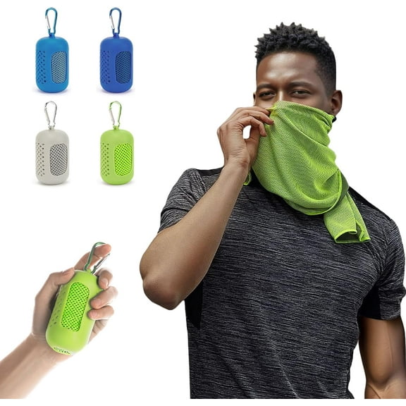 Portable Silicone-Edged Cooling Towel Set (32“ x 12”), for Neck and Face Breathable, Sweat-Wicking Cooling Towel Ideal for Gym, Yoga, Workouts Quick-Dry Microfiber Ice Towel