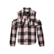 The Children's Place Long Sleeve Cold Shoulder Plaid Print Ruffle Top (Big Girls)