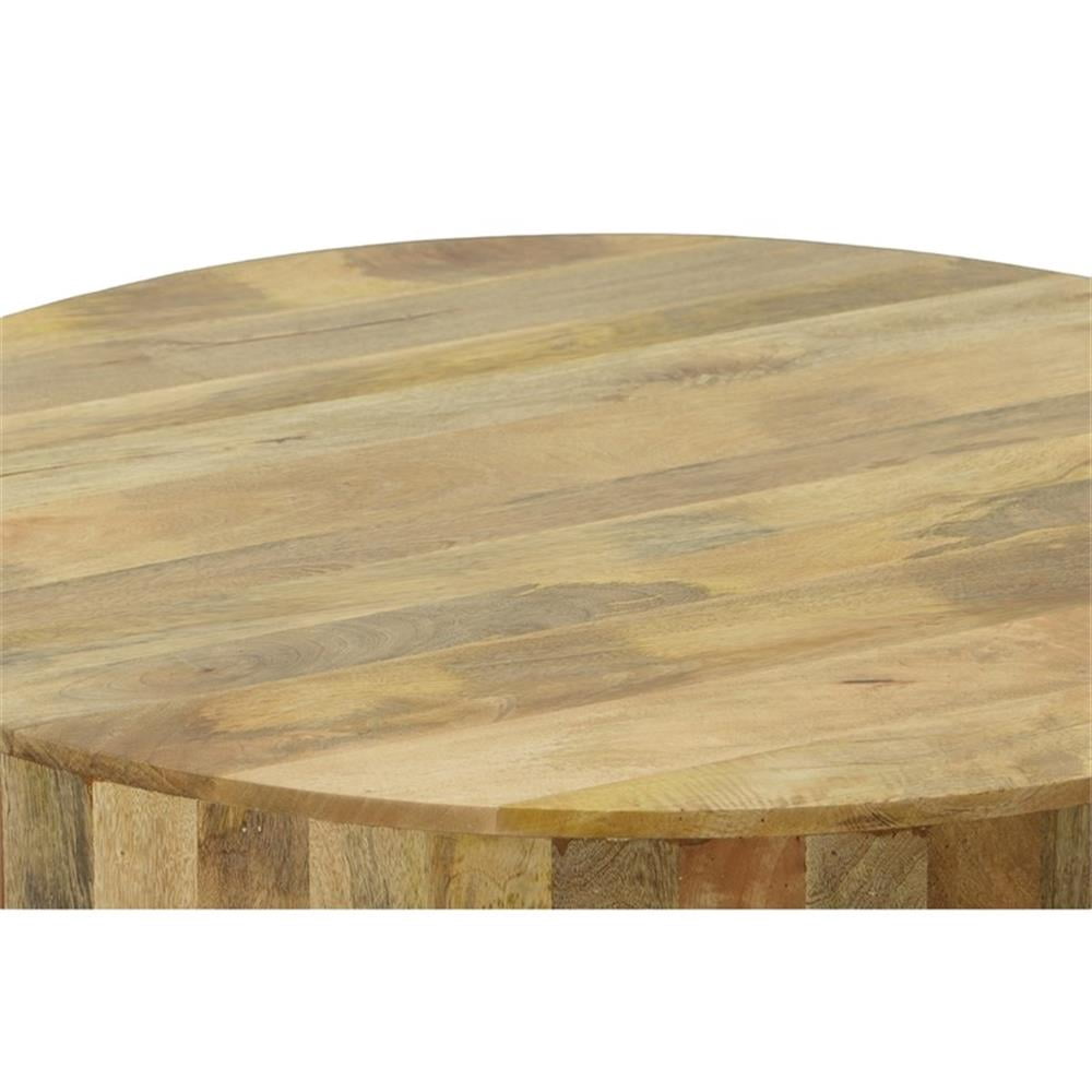 Carolina Classics Tamia 42" Round Wood Coffee Table in Natural Brown