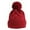 Red, variant on Winter Warm Knit Beanie Fleece Liner with Pom Pom for Cold Weather Women - Gray