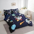 thumbnail image 3 of Homewish Cartoon Astronaut Rocket 7-Piece Bedding Comforter Set,Galaxy Planet King Bedding Sets,Starry Sky Bed Sheets For Boys Kids,Ultra Soft Home Decor Reversible, 3 of 8