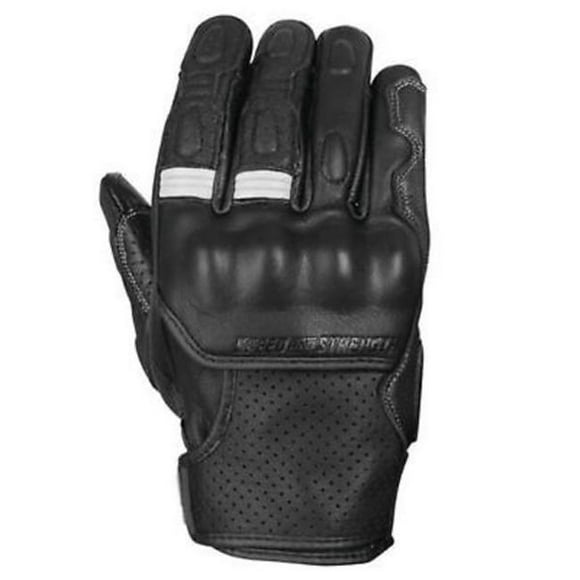 Speed & Strength 892325 Twist of Fate Mens Leather Motorcycle Gloves, Black & White - Small